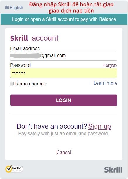dang nhap skrill 1 - Cách nạp tiền và rút tiền tại Bet365 mới nhất 2020
