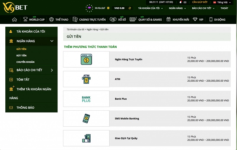 v9bet - Nạp tiền vào V9Bet và rút tiền nhanh chóng nhất cho các thành viên