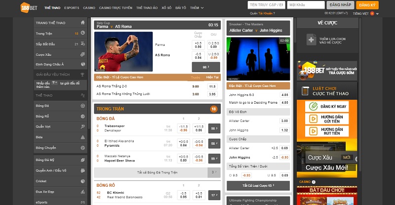 ca cuoc bong da 188bet 1 - Hướng dẫn cách cá cược bóng đá 188Bet đơn giản, dễ hiểu nhất