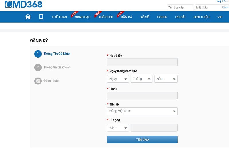 dang ky nha cai cmd368 - Các bước đăng ký tài khoản nhà cái CMD368 nhanh chóng nhất dành cho người mới bắt đầu