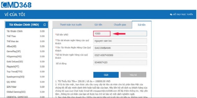 rut tien nha cai cmd368 - Hướng dẫn cách nạp tiền và rút tiền tại nhà cái CMD368 an toàn nhất