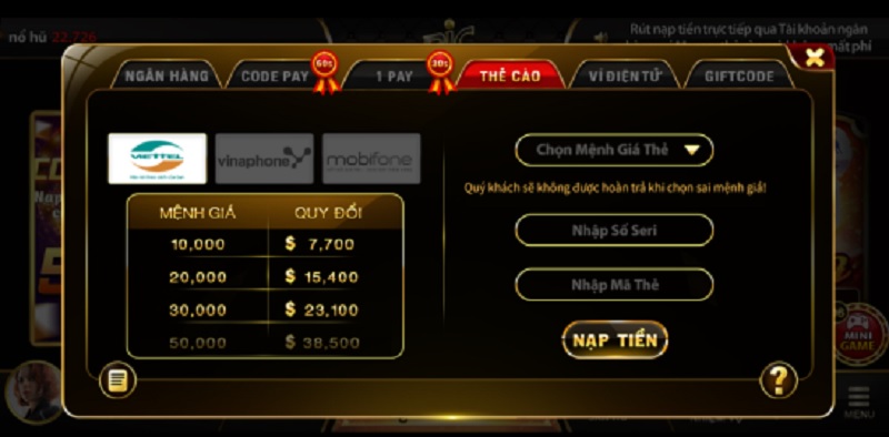 nap tien ric.win  1 - Ric.Win – cổng game bài triệu đô thu hút đông đảo người chơi mỗi ngày